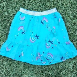5/$15 Sonoma girls size 7 ruffled blue green unicorn and rainbow ruffled skirt